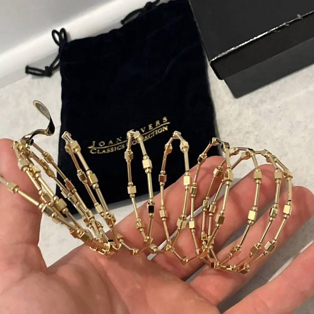 Ten Row Joan Rivers Memory Wire Gold Tone Wrap Bracelet NWT with Velvet Bag